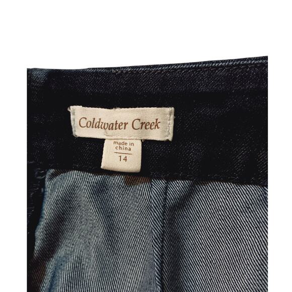 COLDWATER CREEK Denim Jean Skirt Size 14 Dark Wash Straight Casual Work School - Picture 4 of 8